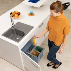 B2X Soptunnor-Utdragbar källsortering 3 sopkärl