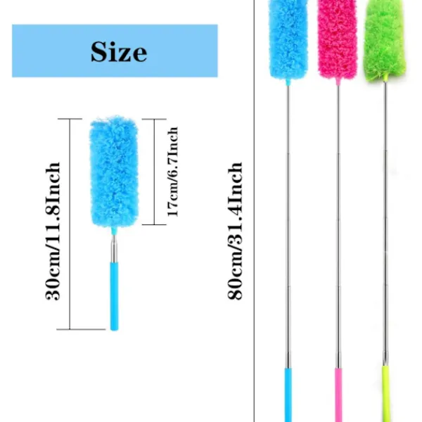 Svampar & Dukar-Utdragbar Mikrofiber Dammvippa Mikrofiber Dammborste med Utdragbart Skaft Tvättbart Dammningshuvud (3 Färger, 3 Set)