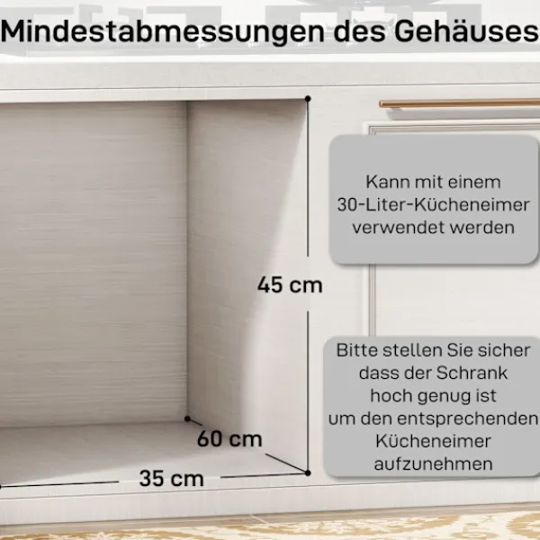 Northio Soptunnor-Utdragbar soptunna för kök, 2 avtagbara hinkar, 30 l, metall