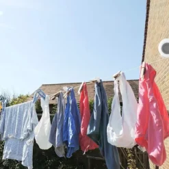 Tvättillbehör-Utdragbar tvättlina för utomhusbruk, 13 m utdragbar väggmonterad torkställning med 2 tvättlinor