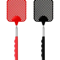 Skadedjur & Insekter-Utdragbara Flugsmällor 2-pack, med Teleskophandtag i Rostfritt Stål 28,5 cm till 75 cm (Svart & Röd)