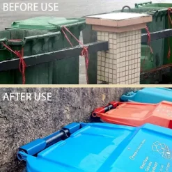 Soptunnor-Ute Hjulbehållare Fästen, Starkt Stål Hjulbehållare Fäste, Utomhus Sopbehållare Hållare Förhindrar Glidning