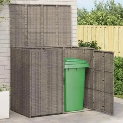 VIDAXL Soptunnor-Utomhus soptunna - - Grå - UV-beständig polyeten - 130x80x115 cm - Rattanh design
