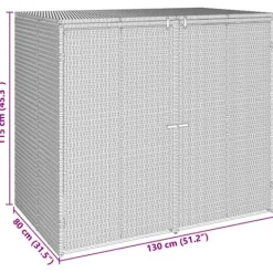VIDAXL Soptunnor-Utomhus soptunna - - Grå - UV-beständig polyeten - 130x80x115 cm - Rattanh design
