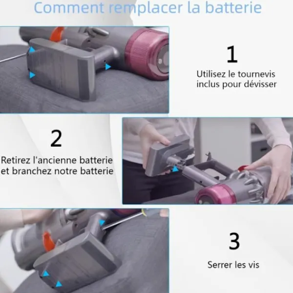 SWAREY Dammsugare & Tillbehör-21,6V 4000mAh batteri för Dyson V6 dammsugare med förfilter och efterfilter samt borste och skruvmejsel