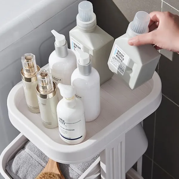 Tvättillbehör-Vagn på hjul med 2 tvättkorgar