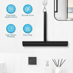Fönsterrengöring-Vattenskrapa med hållare, duschskrapa utan borrning 24CM, enkel rengöring