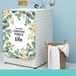 Tvättmaskiner-Vattentät tvättmaskinsöverdrag, tvättmaskinsöverdrag, dammskydd för frontmatad tvättmaskin och överdrag (Blomma)