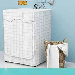 Tvättmaskiner-Vattentätt tvättmaskinskydd, tvättmaskinskydd, dammskydd för frontmatad tvättmaskin och skydd (rutmönster)