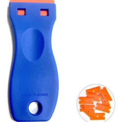 Superp Fönsterrengöring-Verre Grattoir avec 10 raclettes de en plastique, pour enlever les étiquettes, a colle, la peintureAutocollants et décalcomanies 10*3,9cm 11st Bleu