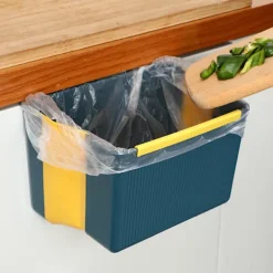 Soptunnor-Väggmonterad hopfällbar soptunna för kök, blå gul