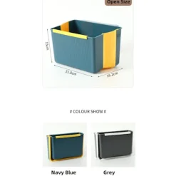 Soptunnor-Väggmonterad hopfällbar soptunna för kök, blå gul