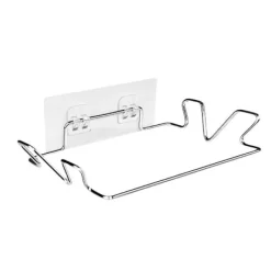 Soptunnor-Väggmonterad papperskorgshållare utan borrning, rostfritt stål, silverfärg, 18,5*14*4cm