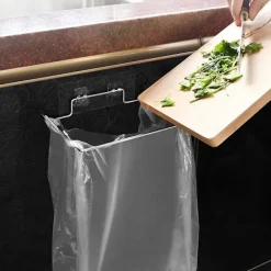 Soptunnor-Väggmonterad papperskorgshållare utan borrning, rostfritt stål, silverfärg, 18,5*14*4cm