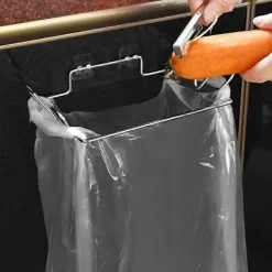 Soptunnor-Väggmonterad skräppåsehållare utan borrning, rostfritt stål, silverfärg, 18,5*14*4cm