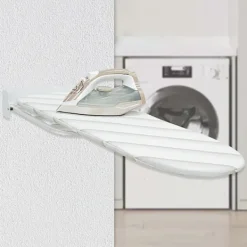 Strykjärn-Väggmonterad Strykbräda 180 Graders Rotation Hängande för Vardagsrum Litet Utrymme Vit Grå 92cmx31cm