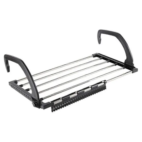 Tvättillbehör-Väggmonterad Torkställning i Rostfritt Stål Svart för Hängning