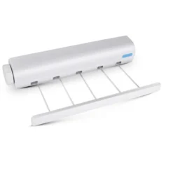 Tvättillbehör-Väggmonterad torkställning, utfällbar klädtork med 5 trådar på 3,80 meter, robust klädtork för inomhus och utomhus