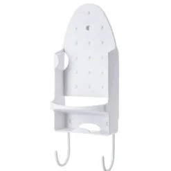 Strykjärn-Väggmonterad värmebeständig breddad elektrisk strykjärnshållare med krokar för garderobshotell Vit