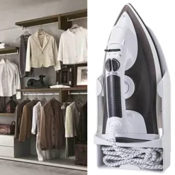 Strykjärn-Väggmonterad värmebeständig breddad elektrisk strykjärnshållare med krokar för garderobshotell Vit