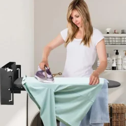 Strykjärn-Väggmonterat Strykbord 92x31cm Väggmonterat Litet utrymme - HÖJDJUSTERING - för Ångstrykjärn/elektriskt - Svart