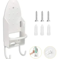 Strykjärn-Väggmonterat Strykbräde med 2 PBT-krokar 13,3 x 29,4 cm