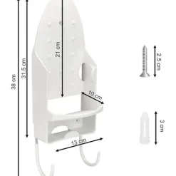 Strykjärn-Väggmonterat Strykbräde med 2 PBT-krokar 13,3 x 29,4 cm