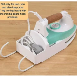 Strykjärn-Väggmonterat Strykbräde med 2 PBT-krokar 13,3 x 29,4 cm