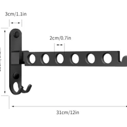 Tvättillbehör-Väggmonterat torkställ, väggmonterad klädhängare hopfällbar, torkställ för vägg 90° rotation för balkong, badrum, tvättstuga, hotell (svart)