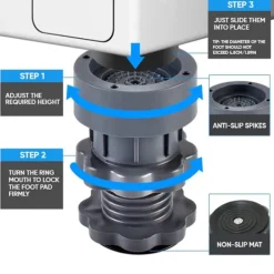 Tvättillbehör-Vibrationsdämpande tvättmaskin 4 st justerbara