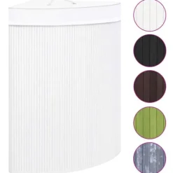Tvättillbehör-vidaXL Hörntvättkorg Bambu 60 L white