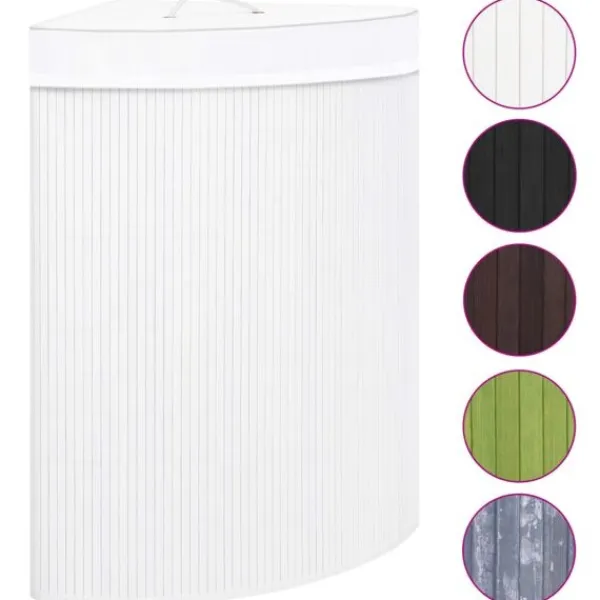 Tvättillbehör-vidaXL Hörntvättkorg Bambu 60 L white