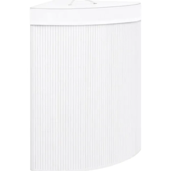 Tvättillbehör-vidaXL Hörntvättkorg Bambu 60 L white