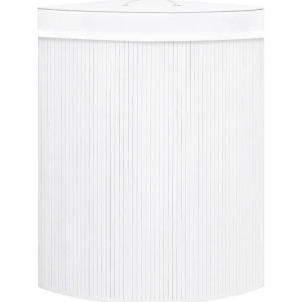 Tvättillbehör-vidaXL Hörntvättkorg Bambu 60 L white