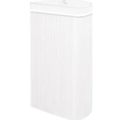 Tvättillbehör-vidaXL Hörntvättkorg Bambu 60 L white