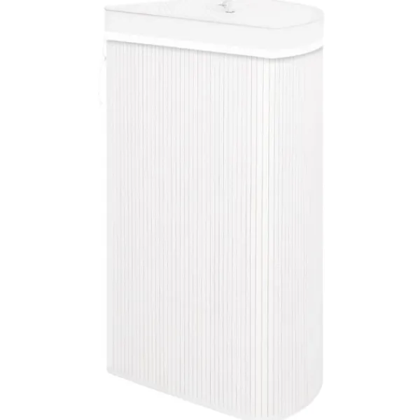 Tvättillbehör-vidaXL Hörntvättkorg Bambu 60 L white