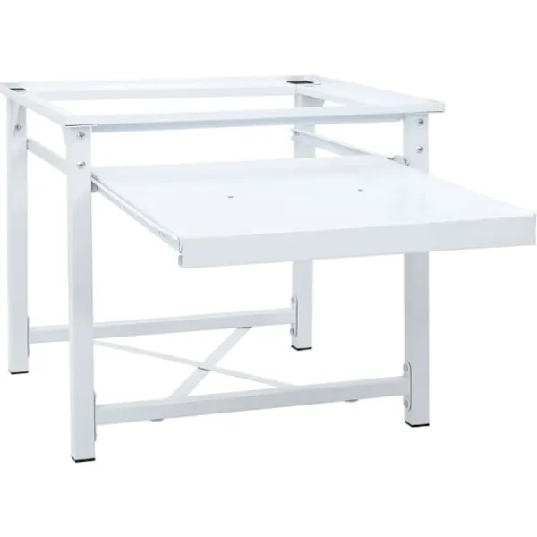 vidaXL Tvättillbehör-Piedestal för tvättmaskin med utdragbar hylla vit