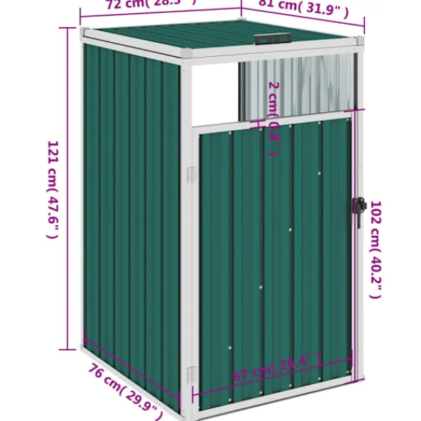 vidaXL Soptunnor-Skjul till sopkärl 72x81x121 cm stål