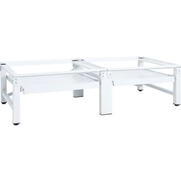 vidaXL Tvättmaskiner-Sockel för tvättmaskin med utdragbar hylla vit