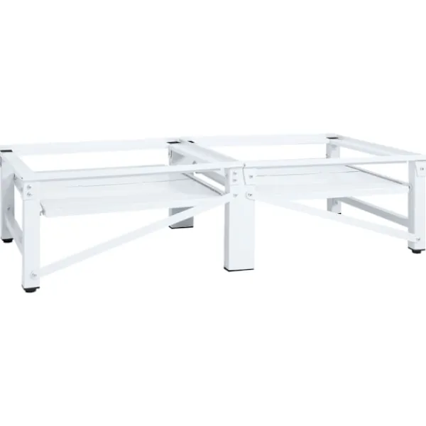 vidaXL Tvättmaskiner-Sockel för tvättmaskin med utdragbar hylla vit