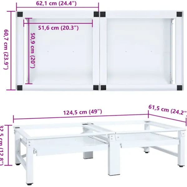 vidaXL Tvättmaskiner-Sockel för tvättmaskin med utdragbar hylla vit