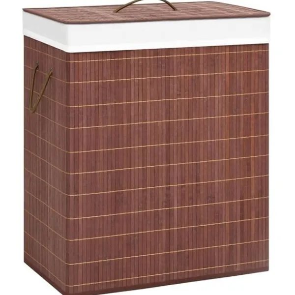 vidaXL Tvättillbehör-Tvättkorg bambu med 2 sektioner 100 L