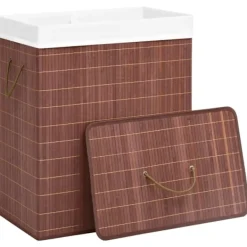 vidaXL Tvättillbehör-Tvättkorg bambu med 2 sektioner 100 L