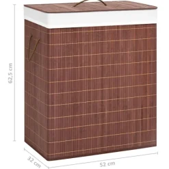 vidaXL Tvättillbehör-Tvättkorg bambu med 2 sektioner 100 L