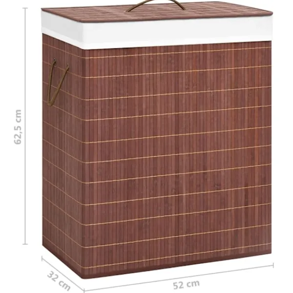 vidaXL Tvättillbehör-Tvättkorg bambu med 2 sektioner 100 L