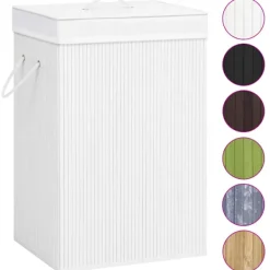 vidaXL Tvättillbehör-Tvättkorg bambu med 2 sektioner 72 L