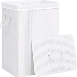 vidaXL Tvättillbehör-Tvättkorg bambu med 2 sektioner 72 L