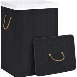 vidaXL Tvättillbehör-Tvättkorg bambu med 2 sektioner 72 L