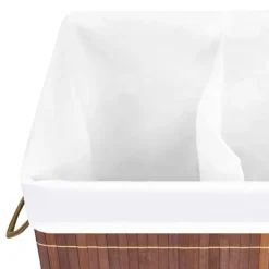 vidaXL Tvättillbehör-Tvättkorg bambu med 2 sektioner 72 L
