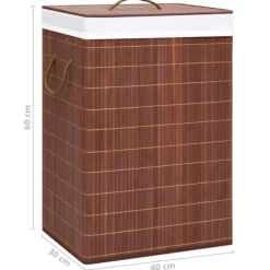 vidaXL Tvättillbehör-Tvättkorg bambu med 2 sektioner 72 L